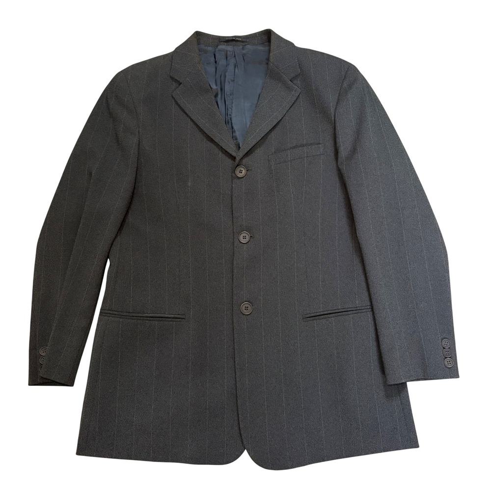 VTG Emporio Armani Italian Sport Coat‎ Blazer Gray Stripes Mens Size 42 Luxury